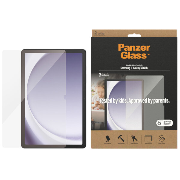 PanzerGlass - Ultra-Wide Fit Anti-Bacterial Screenprotector voor Samsung Galaxy Tab A9 Plus - Transparent