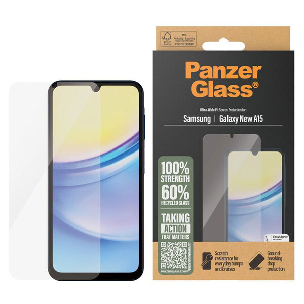 PanzerGlass - Ultra-Wide Fit Anti-Bacterial Screenprotector voor Samsung Galaxy A16 - Transparent