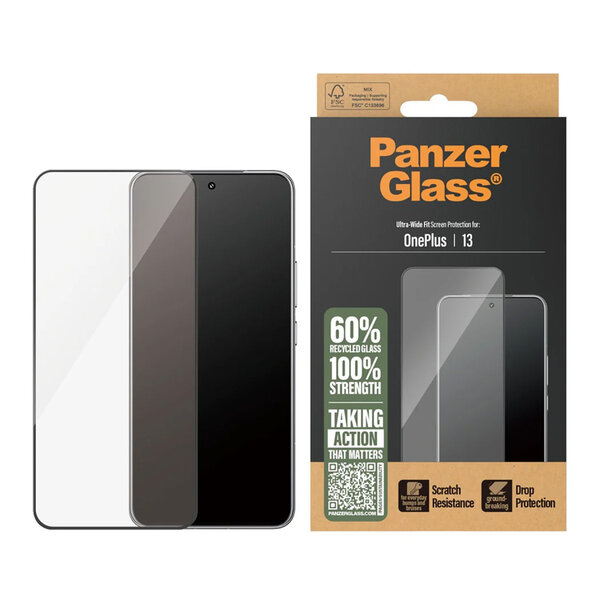 PanzerGlass - Ultra-Wide Fit Anti-Bacterial Screenprotector voor OnePlus 13 - Transparent