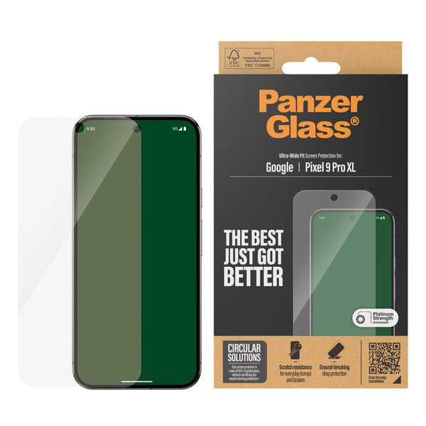 PanzerGlass - Ultra-Wide Fit Anti-Bacterial Screenprotector voor Google Pixel 9 Pro XL - Transparent