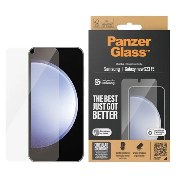 PanzerGlass - Ultra-Wide Fit Anti-Bacterial Screenprotector incl. applicator voor Samsung Galaxy S24 FE - Transparent