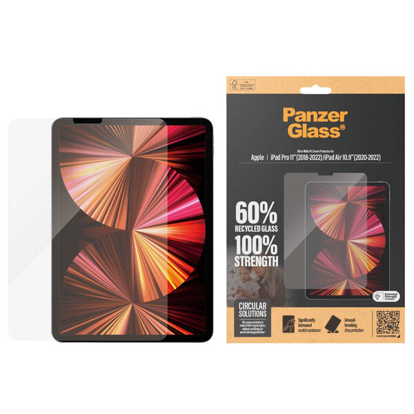 PanzerGlass - Ultra Wide Fit Screenprotector voor Apple iPad Pro 11 (2018 - 2022) / Air 5 (2022) / Air 4 (2020) - Transparent