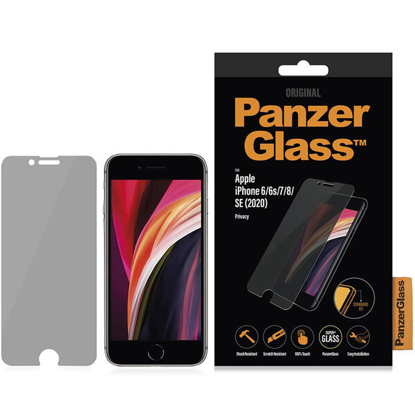 PanzerGlass - Privacy Screenprotector voor Apple iPhone SE (2022 / 2020) - Transparent
