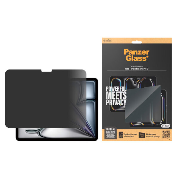 PanzerGlass - Privacy Screenprotector Ultra-Wide Fit voor Apple iPad Pro 13 (2024) M4 / Air 13 inch (2025) M3 / (2024) M2 - Transparent