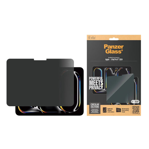 PanzerGlass - Privacy Screenprotector Ultra-Wide Fit voor Apple iPad Pro 11 (2024) M4 - Transparent