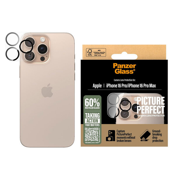 PanzerGlass - PicturePerfect Camera Lens Protector voor Apple iPhone 16 Pro / 16 Pro Max - Transparent