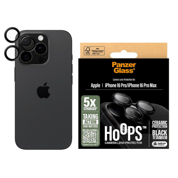 PanzerGlass - Hoops Ceramic Camera Lens Protector voor Apple iPhone 16 Pro / 16 Pro Max - Transparent