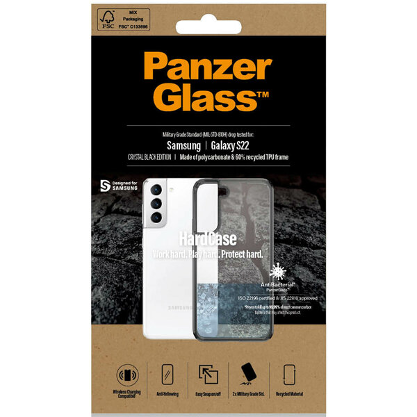 PanzerGlass - HardCase Anti-Bacterial voor Samsung Galaxy S22 - Crystal Black