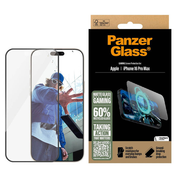 PanzerGlass - EyeScreenprotector Ultra Wide Fit met applicator voor Apple iPhone 16 Pro Max - Transparent