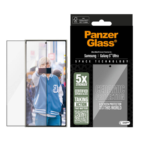 PanzerGlass - Ceramic Screenprotector met applicator voor Samsung Galaxy S25 Ultra - Transparent