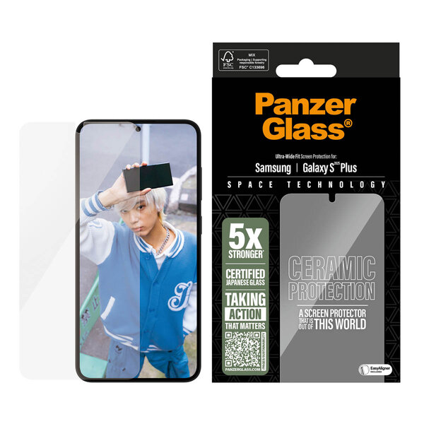 PanzerGlass - Ceramic Screenprotector met applicator voor Samsung Galaxy S25 Plus - Transparent