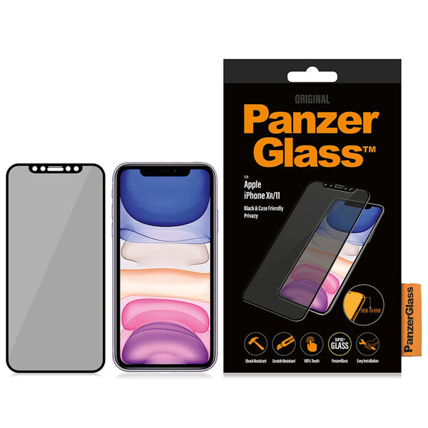 PanzerGlass - Case Friendly Privacy Anti-Bacterial Screenprotector voor Apple iPhone 11 / Apple iPhone Xr - Transparent