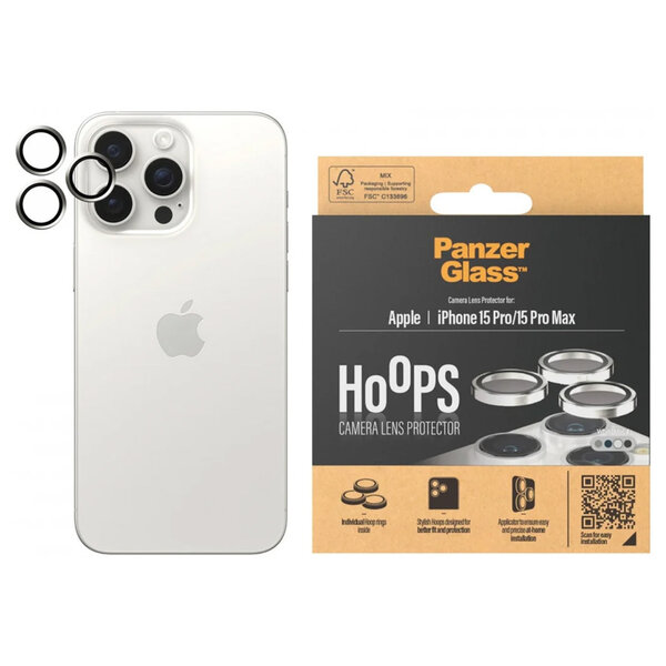 PanzerGlass - Camera Protector Hoops Optic Rings voor Apple iPhone 15 Pro / 15 Pro Max - White Metal