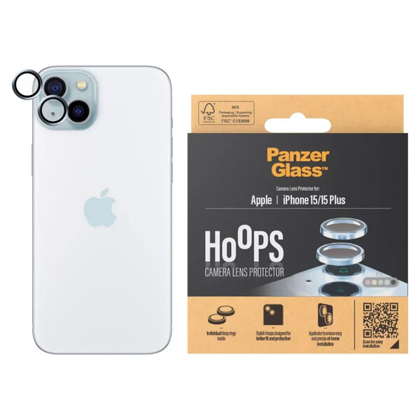 PanzerGlass - Camera Protector Hoops Optic Rings voor Apple iPhone 15 / 15 Plus - Blue