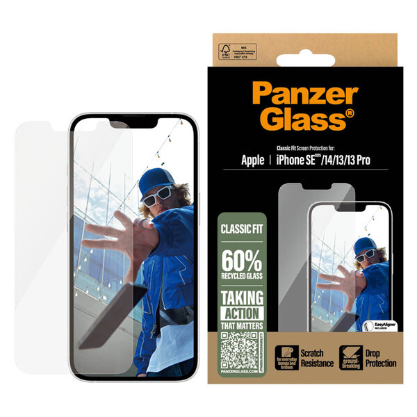 PanzerGlass - Anti-Bacterial Screenprotector voor Apple iPhone 16e - Transparent