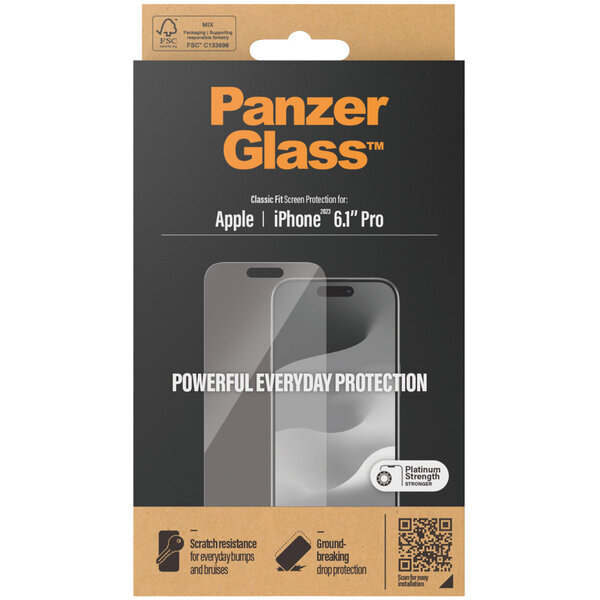 PanzerGlass - Anti-Bacterial Screenprotector voor Apple iPhone 15 Pro - Transparent
