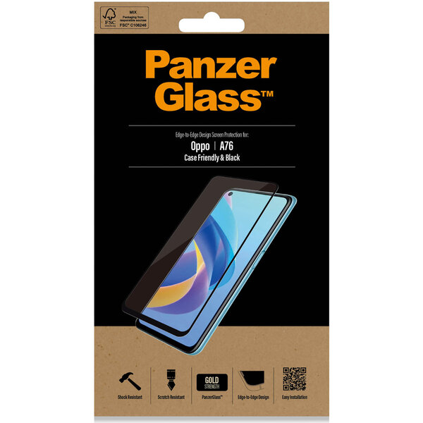 PanzerGlass - Anti-Bacterial Case Friendly Screenprotector voor OPPO A76 (4G) / A96 - Transparent