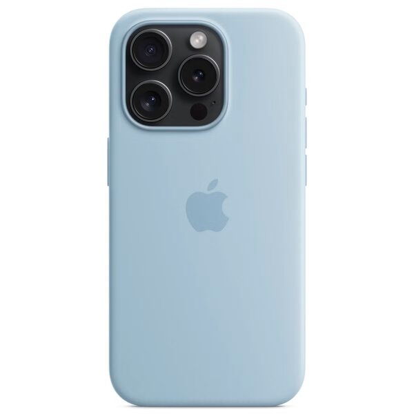 Apple - Silicone Backcover MagSafe voor Apple iPhone 15 Pro - Light Blue