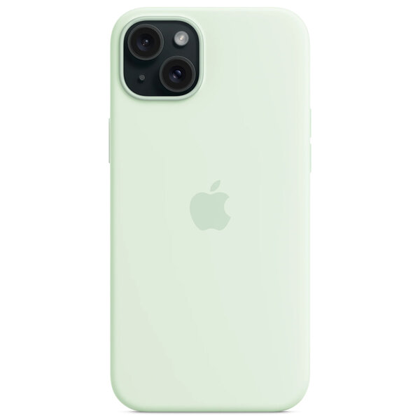 Apple - Silicone Backcover MagSafe voor Apple iPhone 15 Plus - Soft Mint