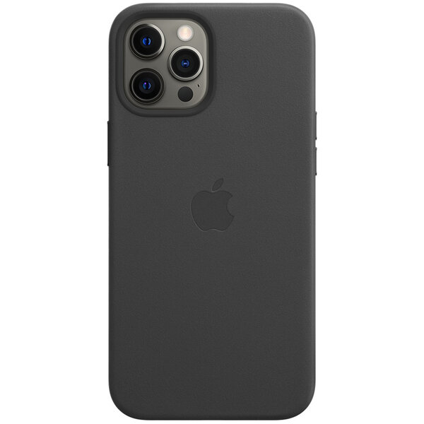 Apple - Leather Backcover MagSafe for Apple iPhone 12 Pro Max - Black