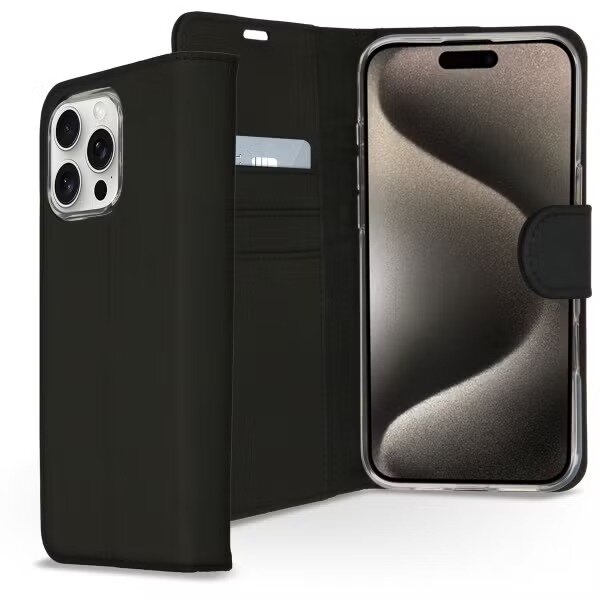 Accezz - Wallet Softcase Bookcase voor Apple iPhone 16 Pro Max - Black