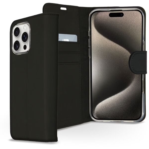 Accezz - Wallet Softcase Bookcase voor Apple iPhone 16 Pro - Black