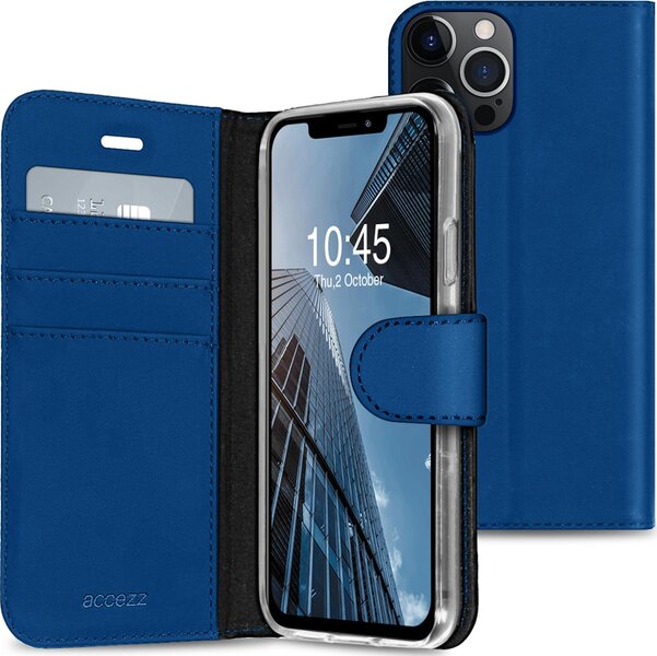 Accezz - Wallet Softcase Bookcase voor Apple iPhone 13 Pro - Dark Blue