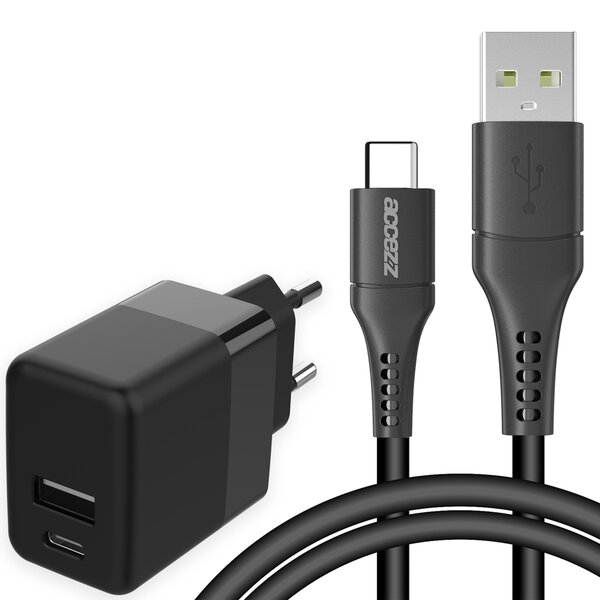 Accezz - Wall Charger met USB-C naar USB kabel - Oplader - 20 Watt - 1 m - Black