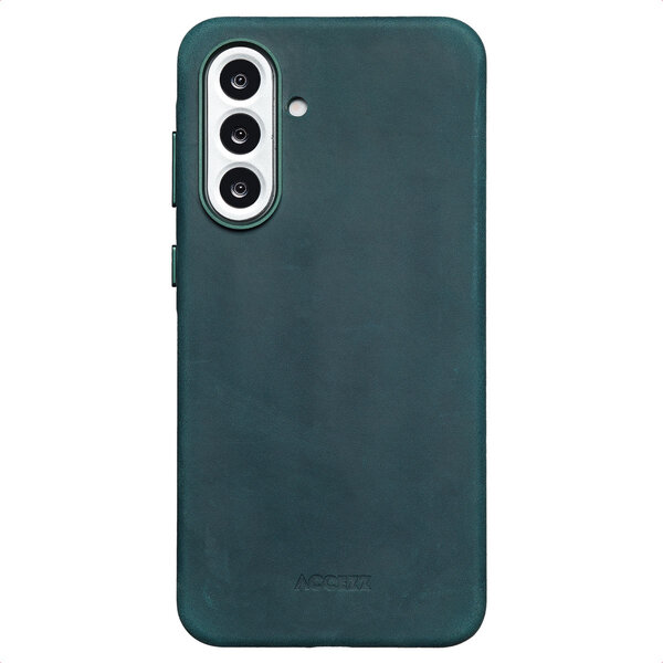 Accezz - Vintage Leather Magsafe Backcover voor Samsung Galaxy A56 - Smokey Green