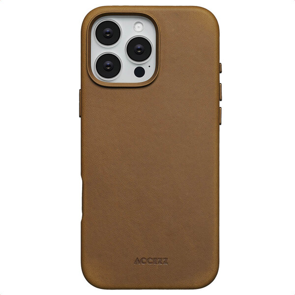 Accezz - Vintage Leather Magsafe Backcover voor Apple iPhone 16 Pro Max - Tabacco Cognac