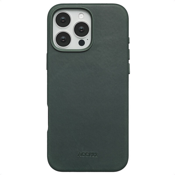 Accezz - Vintage Leather Magsafe Backcover voor Apple iPhone 16 Pro Max - Smokey Green