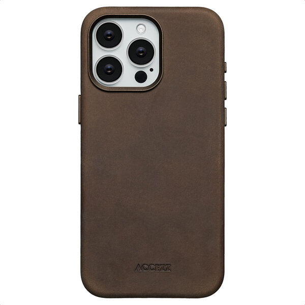Accezz - Vintage Leather Magsafe Backcover voor Apple iPhone 15 Pro Max - Rustic Brown