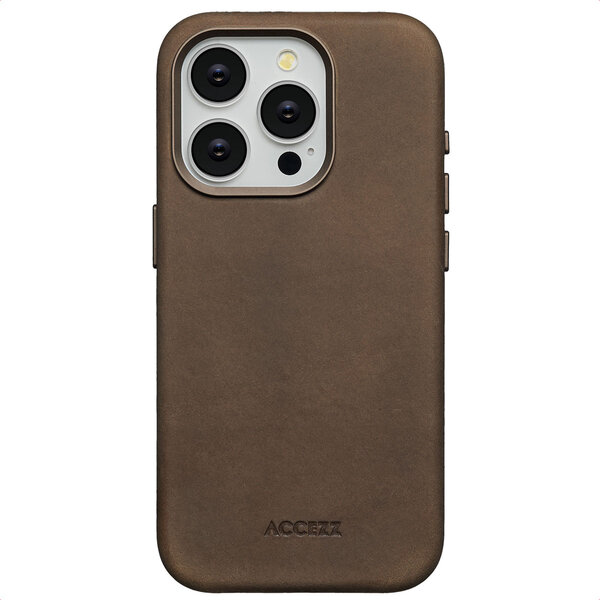 Accezz - Vintage Leather Magsafe Backcover voor Apple iPhone 15 Pro - Rustic Brown