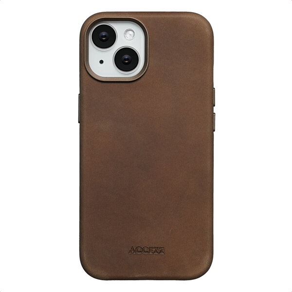 Accezz - Vintage Leather Magsafe Backcover voor Apple iPhone 15 - Rustic Brown
