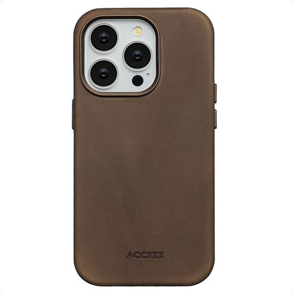 Accezz - Vintage Leather Magsafe Backcover voor Apple iPhone 14 Pro - Rustic Brown