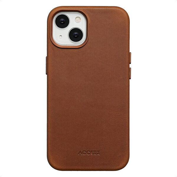 Accezz - Vintage Leather Magsafe Backcover voor Apple iPhone 14 - Tabacco Cognac