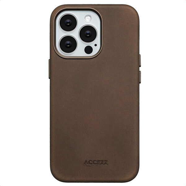 Accezz - Vintage Leather Magsafe Backcover voor Apple iPhone 13 / 13 Pro - Rustic Brown