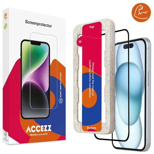 Accezz - Triple Strong Full Cover Glas Screenprotector met applicator voor Apple iPhone 14 Pro Max / 15 Plus / 16 Plus - Transparent