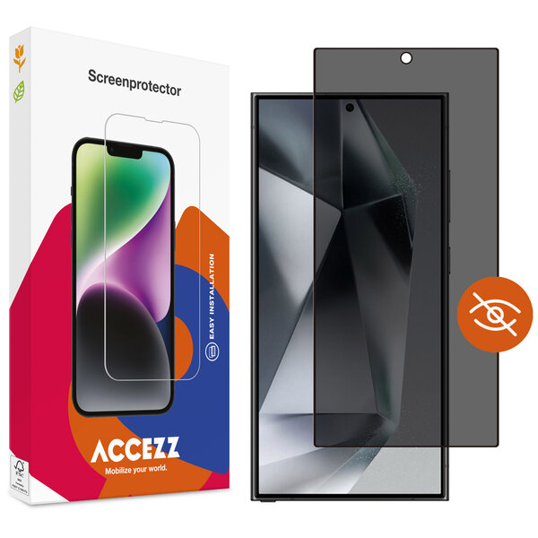 Accezz - Tempered Glass Privacy Screenprotector voor Samsung Galaxy S24 Ultra - Transparent