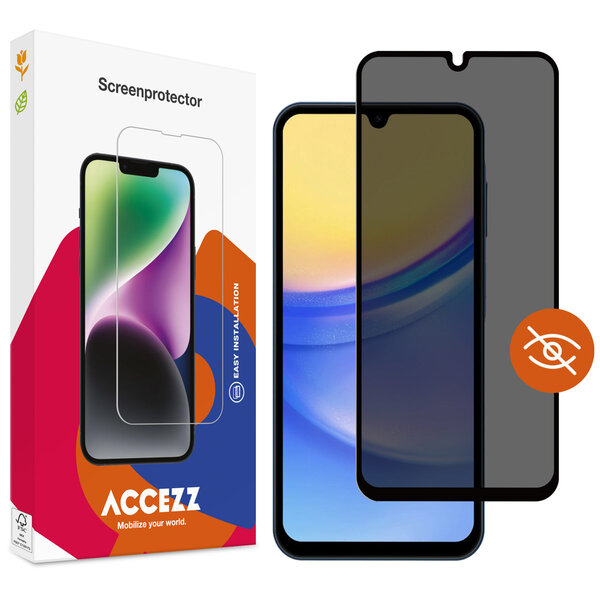 Accezz - Tempered Glass Privacy Screenprotector voor Samsung Galaxy A15 (5G/4G) - Transparent