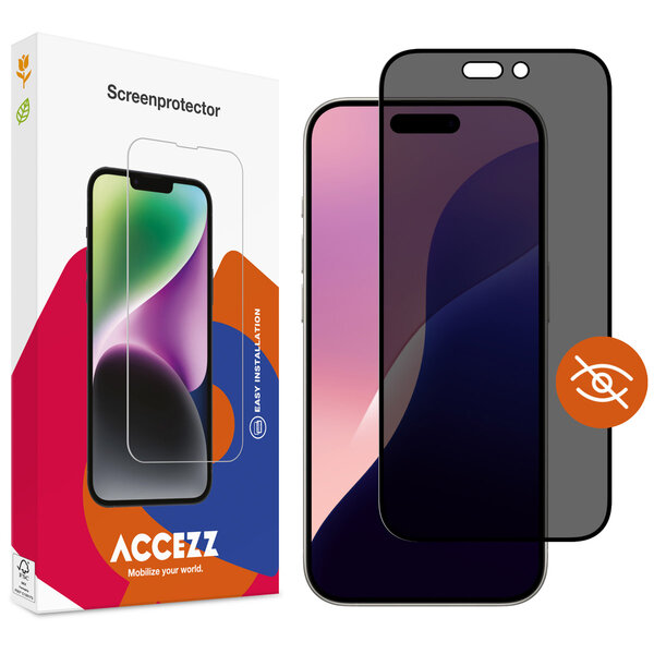 Accezz - Tempered Glass Privacy Screenprotector voor Apple iPhone 16 Pro Max / 17 Pro Max - Transparent
