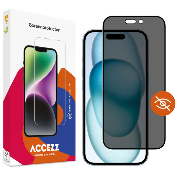 Accezz - Tempered Glass Privacy Screenprotector voor Apple iPhone 14 Pro Max / 15 Plus / 16 Plus - Transparent