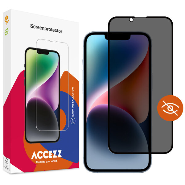 Accezz - Tempered Glass Privacy Screenprotector voor Apple iPhone 13 / 13 Pro / 14 / 16e - Transparent