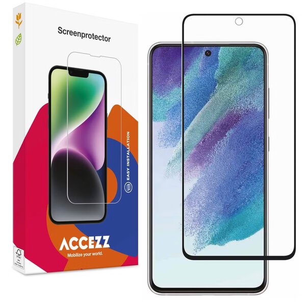 Accezz - Tempered Glass Full Cover Screenprotector voor Samsung Galaxy S21 FE - Transparent