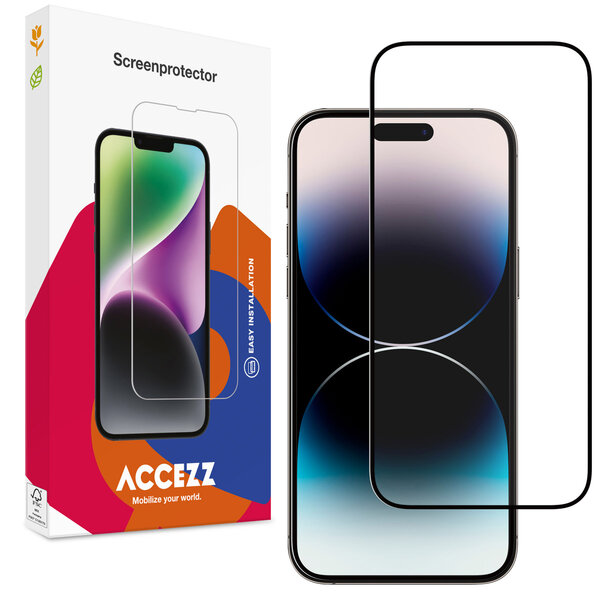 Accezz - Tempered Glass Full Cover Screenprotector voor Apple iPhone 14 Pro / 15 / 16 - Transparent