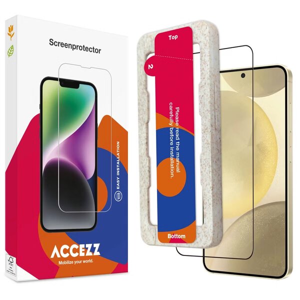 Accezz - Tempered Glass Full Cover Screenprotector met applicator voor Samsung Galaxy S25 Plus - Transparent