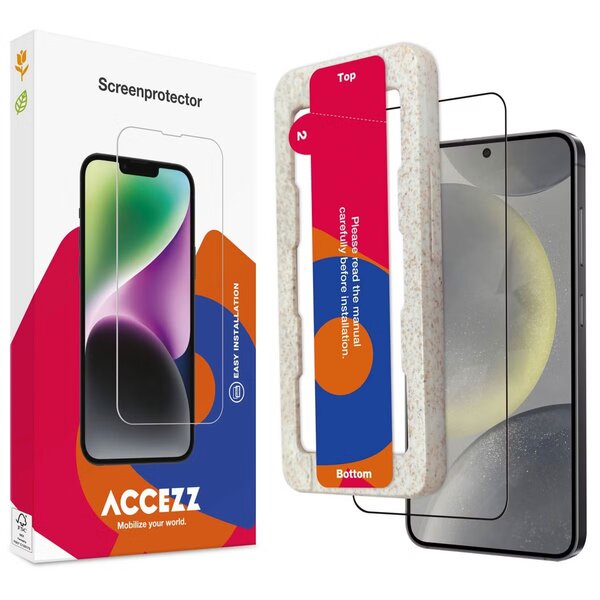 Accezz - Tempered Glass Full Cover Screenprotector met applicator voor Samsung Galaxy S25 - Transparent