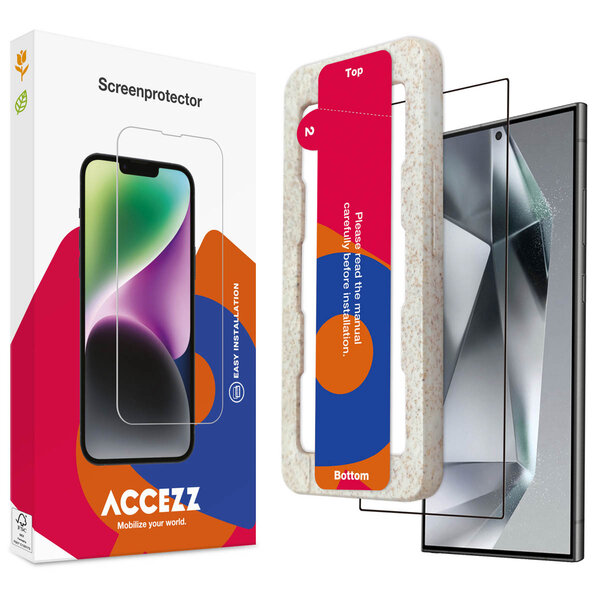 Accezz - Tempered Glass Full Cover Screenprotector met applicator voor Samsung Galaxy S24 Ultra - Transparent