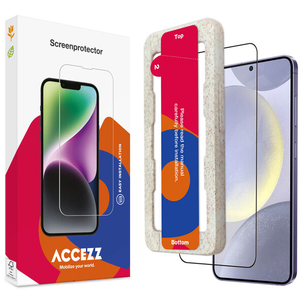 Accezz - Tempered Glass Full Cover Screenprotector met applicator voor Samsung Galaxy S24 Plus / S25 Plus - Transparent