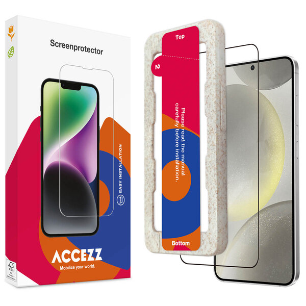 Accezz - Tempered Glass Full Cover Screenprotector met applicator voor Samsung Galaxy S24 / S25 - Transparent